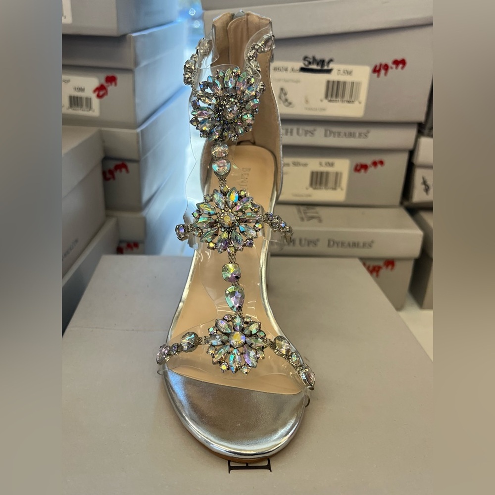 Benjamin Walk Silver Crystal Embellished Heels
